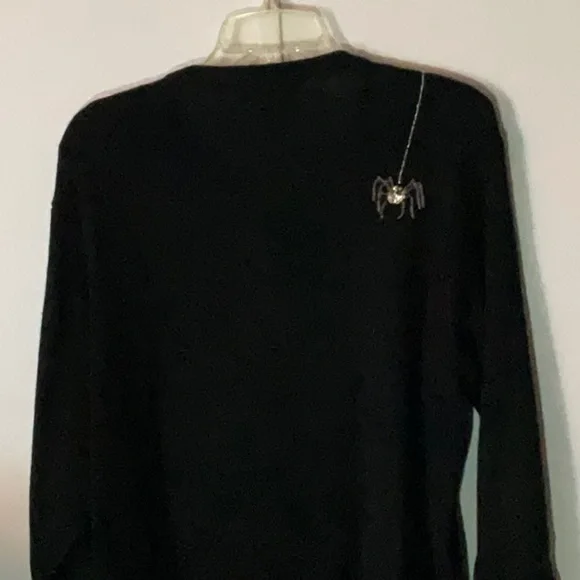 ARRIVISTE Black Cardigan with Silver Spider Accents - Picture 3 of 8